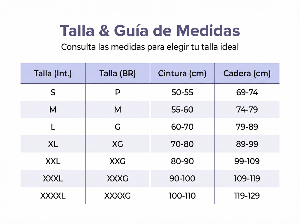 Guía de tallas de AuraEase™ Recovery Shaper