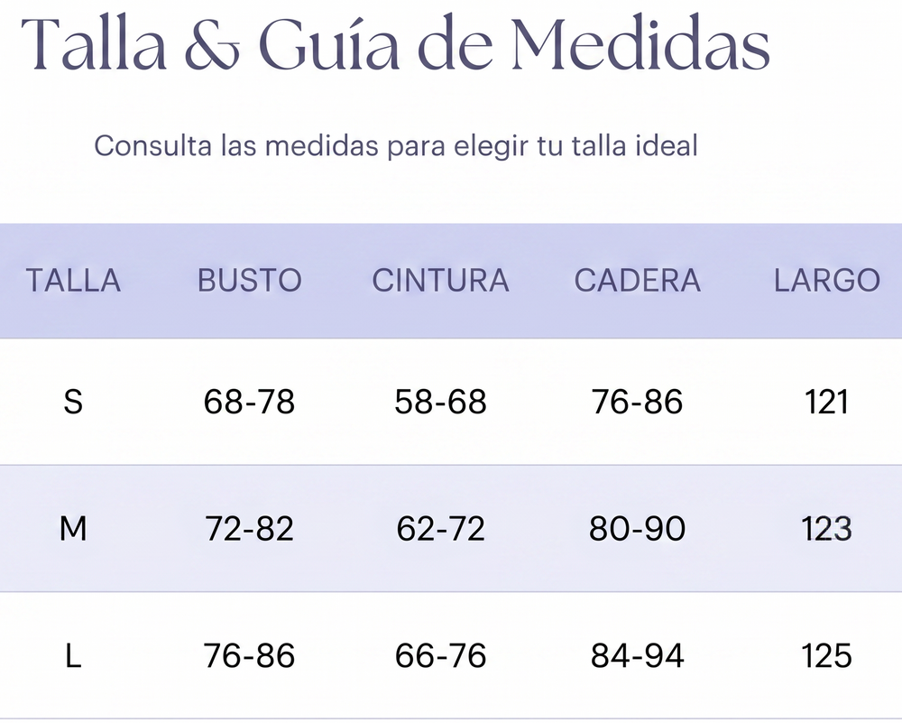 Guía de tallas de Mila Satin – El arte de la elegancia fluida