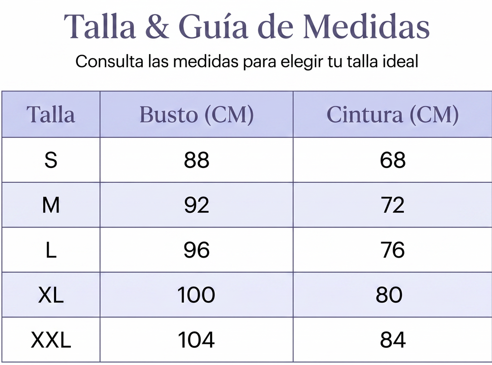 Guía de tallas de Siena Basic – Minimalismo que realza tu esencia