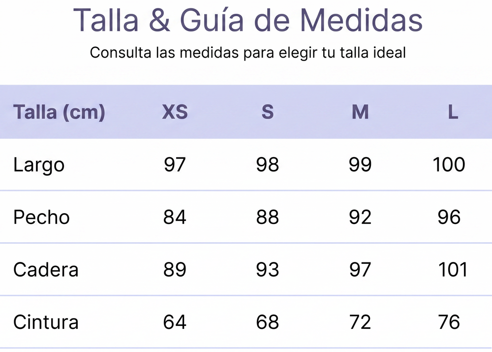 Guía de tallas de Elara Lace - Elegancia que deja huella