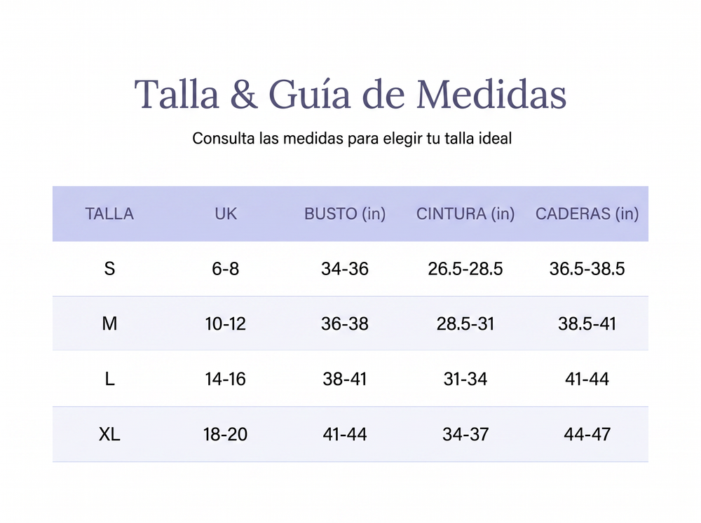 Guía de tallas de AuraFlex™ Convertible Body